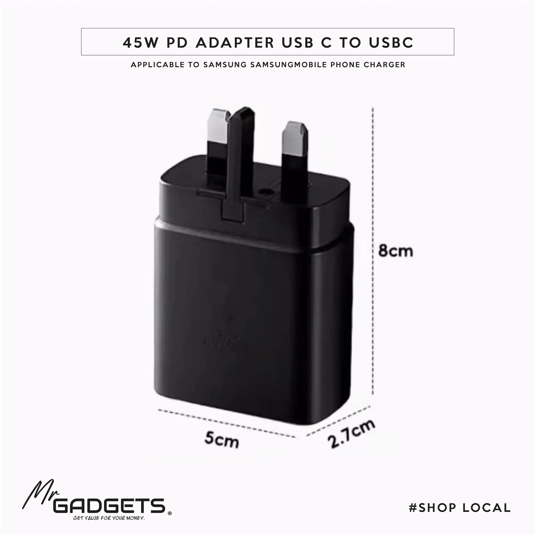 45W Fast charger with USB-C to USB-C 2M Cable - Image 3