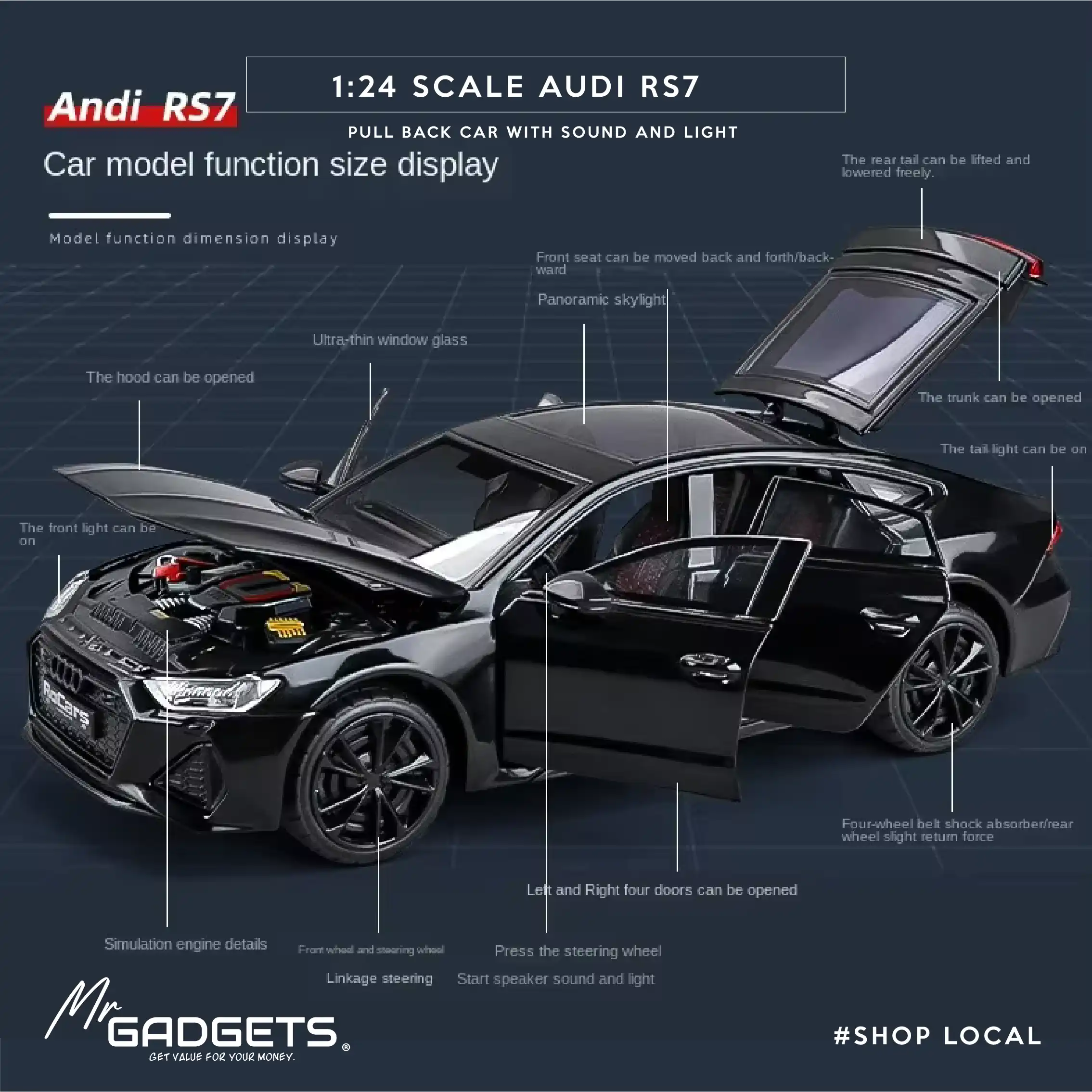 Audi RS7 1:24 Scale Diecast - Image 8