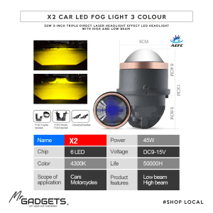 X2 Car Led Fog Light 3 colour