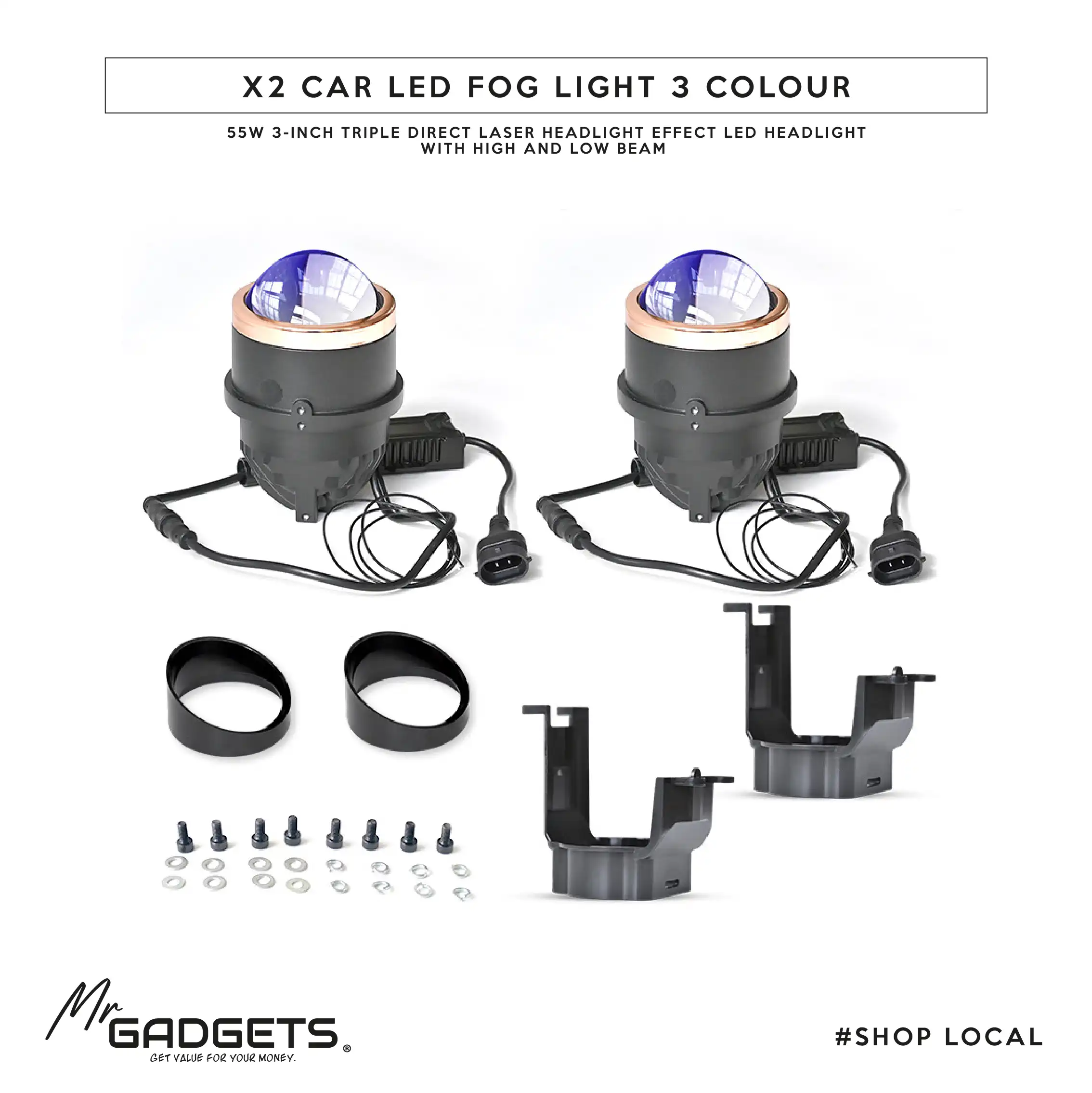X2 Car Led Fog Light 3 colour - Image 5