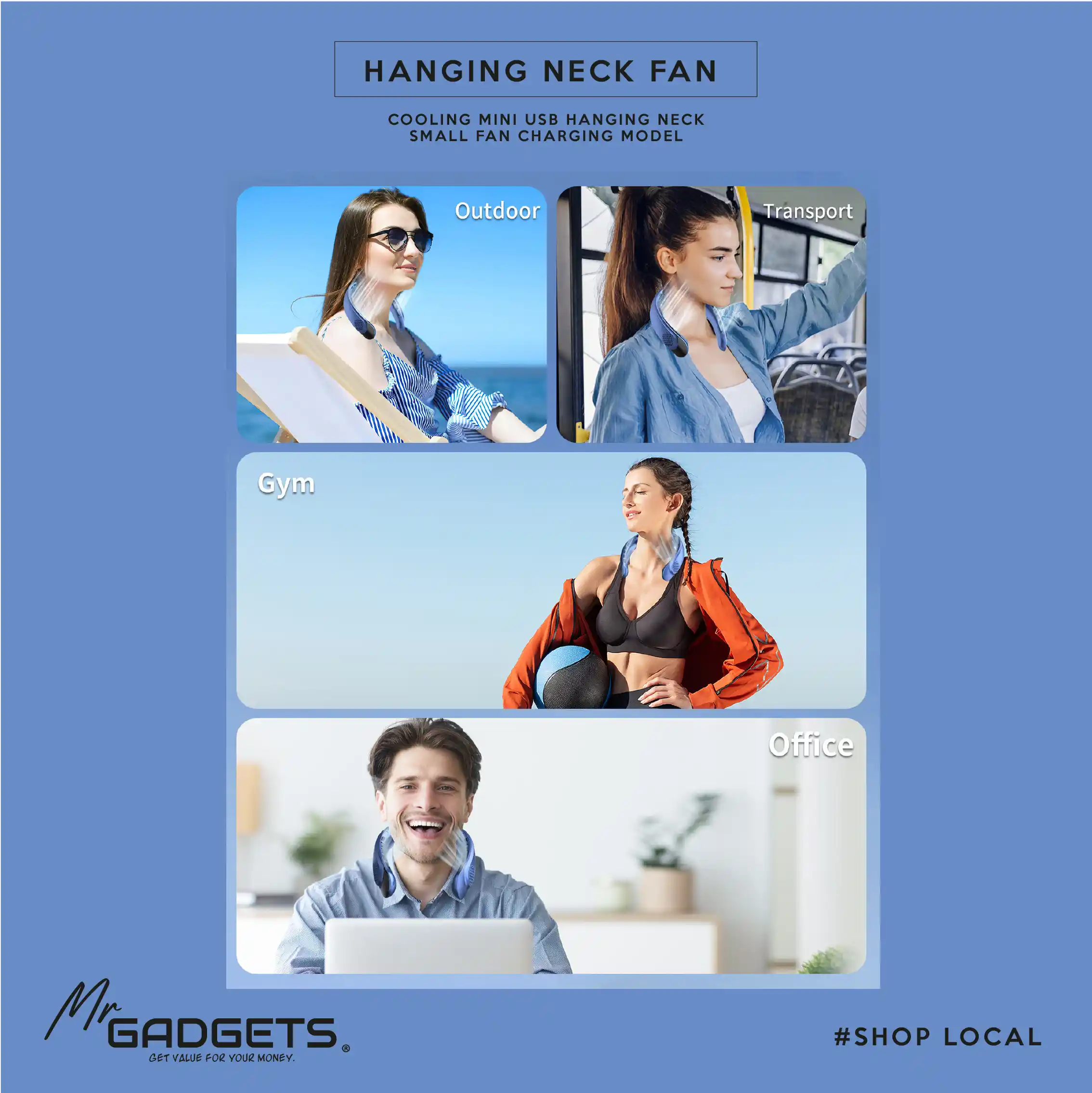 Rechargeable Hanging Neck Fan - Image 5