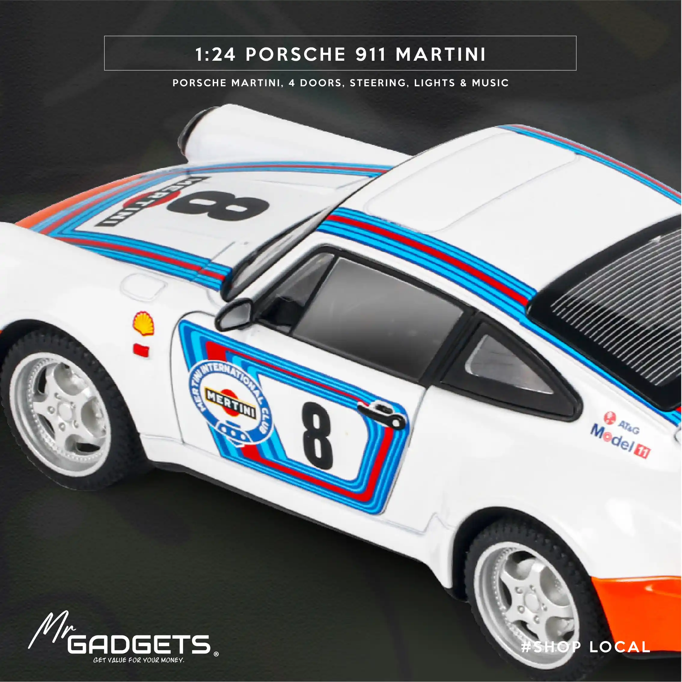 Porsche 911 Martini 1:24 Scale Die Cast - Image 4