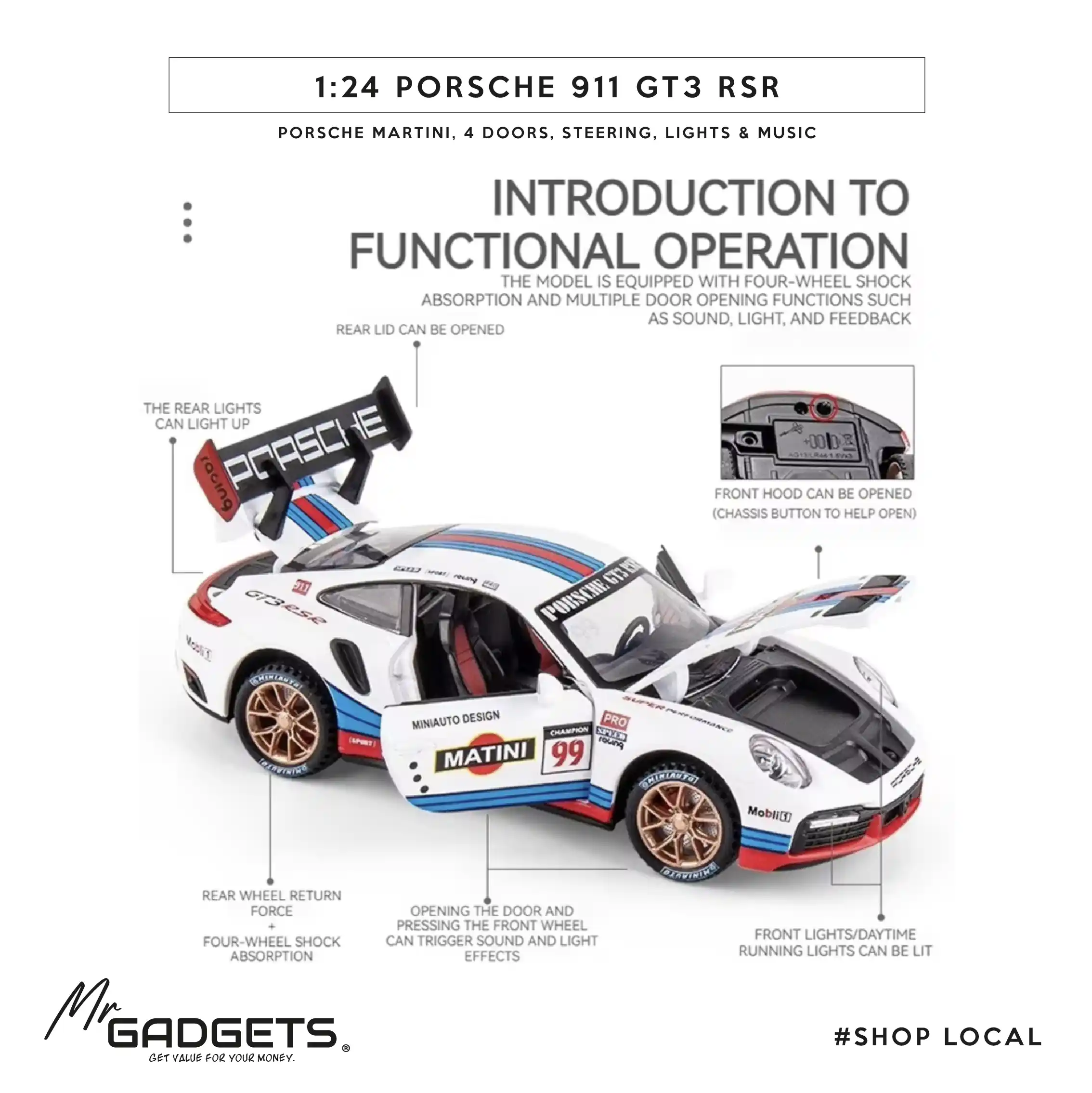 Porsche 911 GT3 RSR 1:24 Scale - Image 3