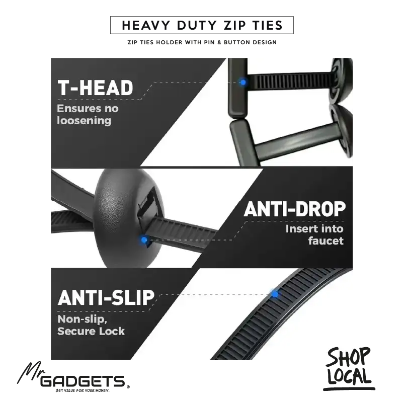 Heavy Duty Self-Locking Nylon Zip Ties 200pc Pack - Image 3