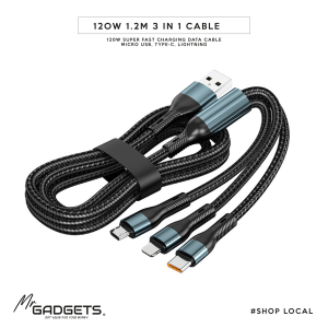 120W 3 in 1  1.2m Charging Cable