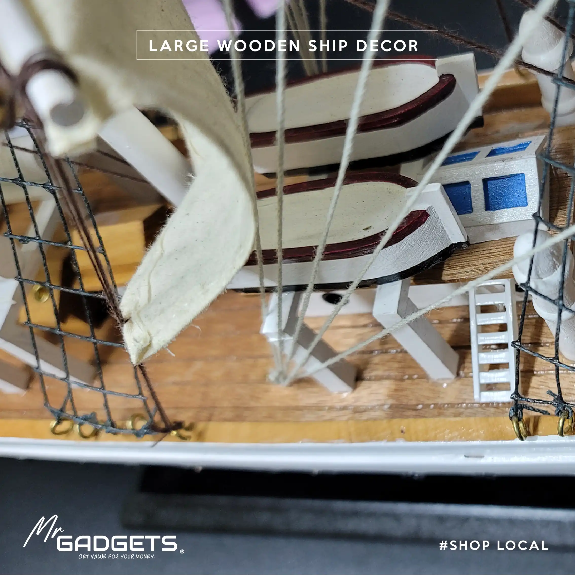 Xl Wooden Ship Decor - Image 3