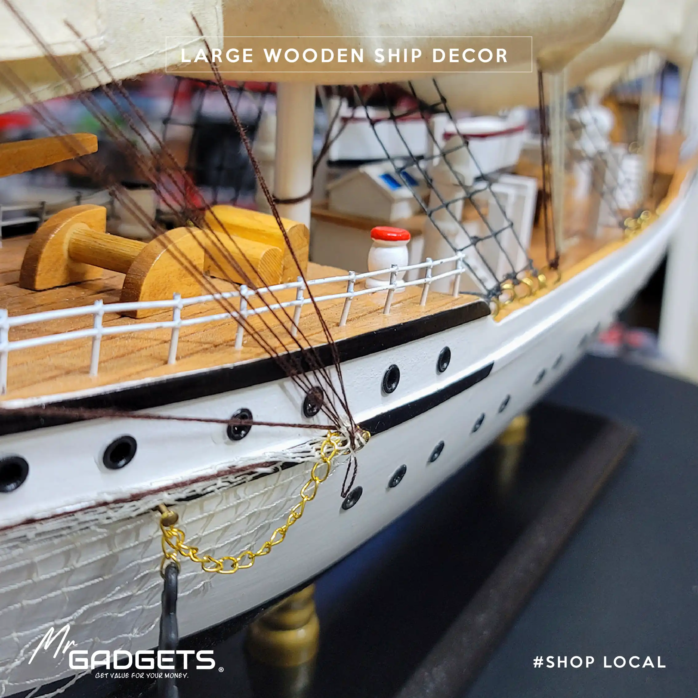 Xl Wooden Ship Decor - Image 4