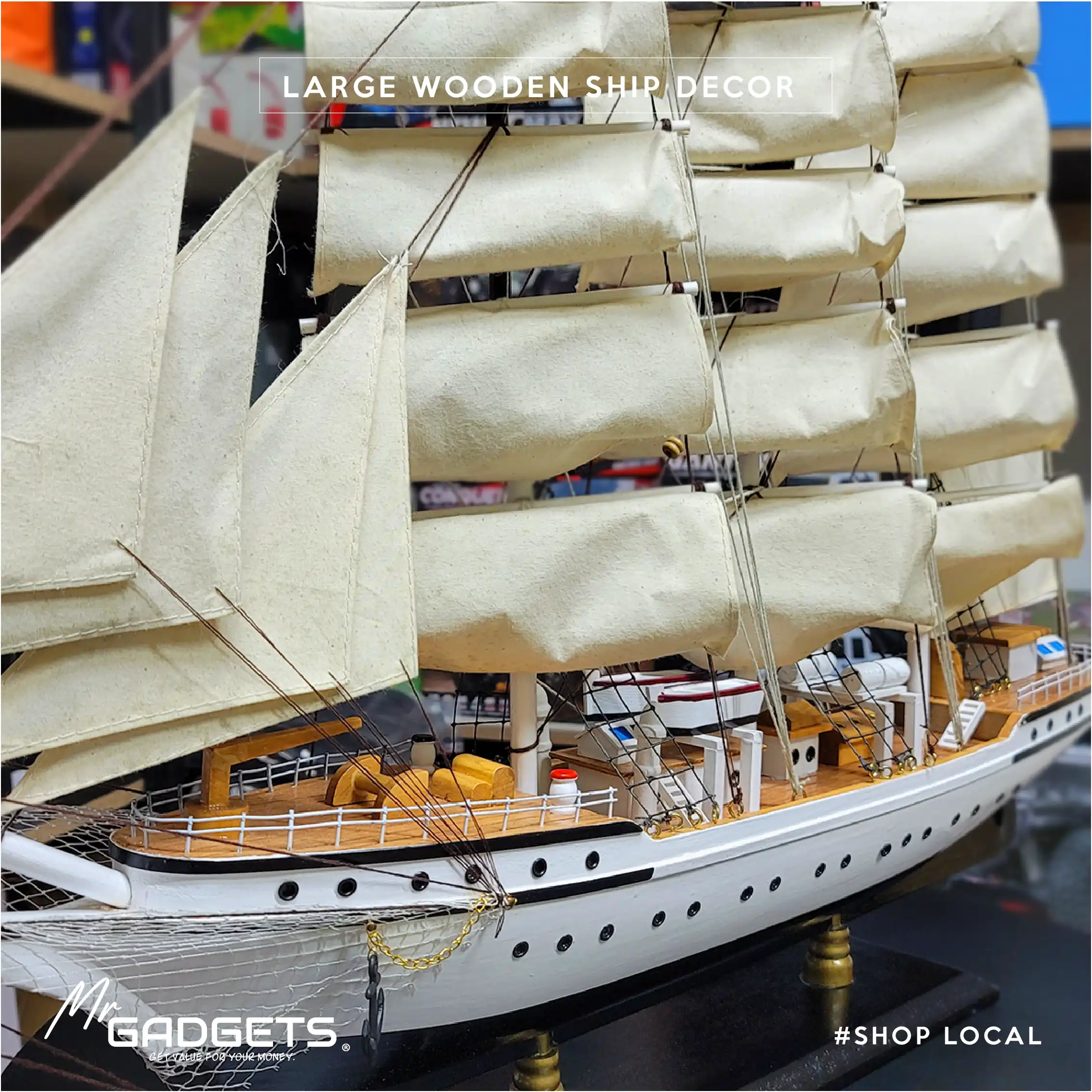 Xl Wooden Ship Decor - Image 5
