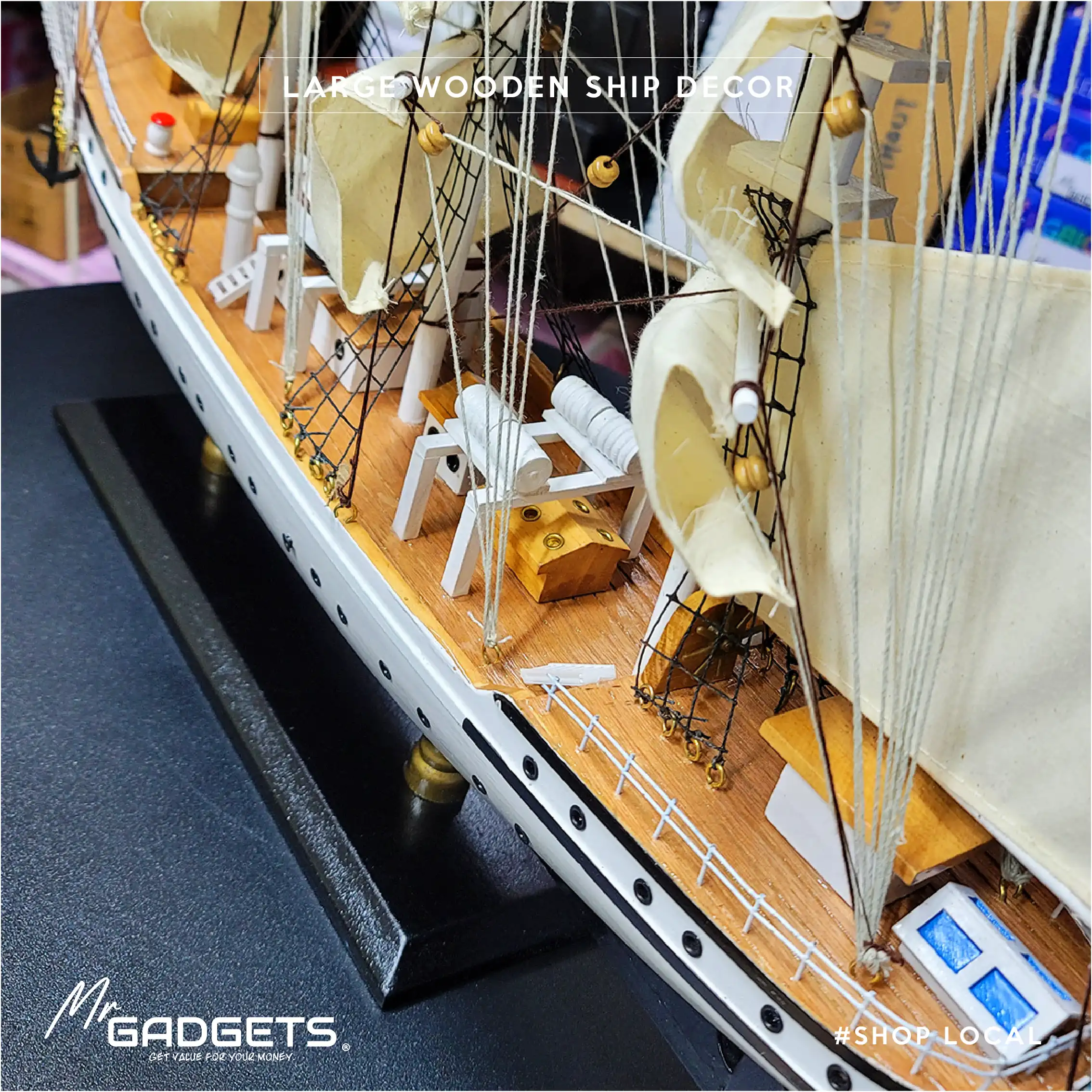 Xl Wooden Ship Decor - Image 6
