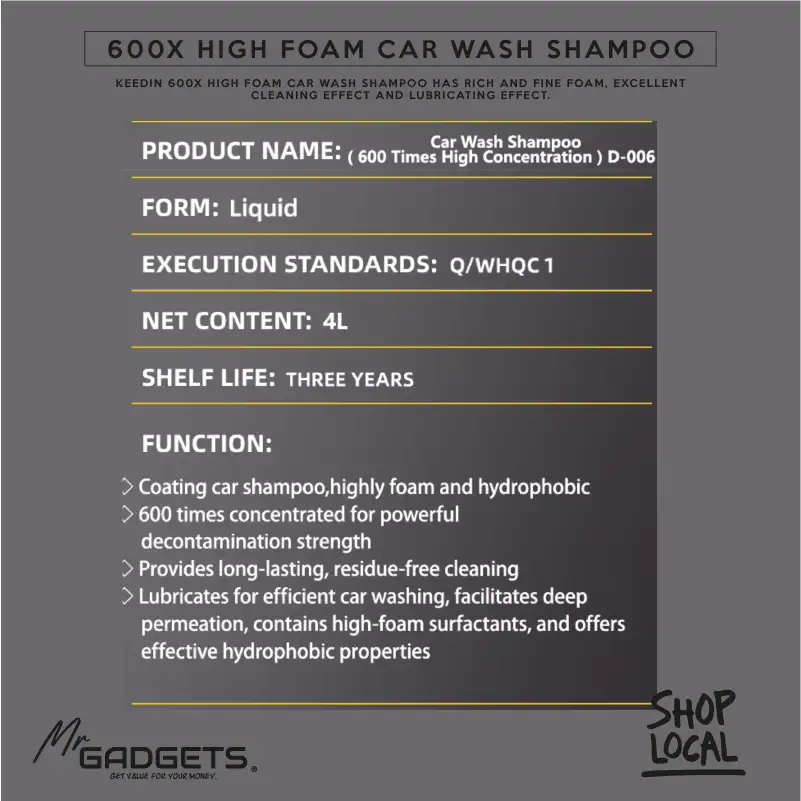 High Foam Car Wash Shampoo 1:600 dilution Ratio - Image 9