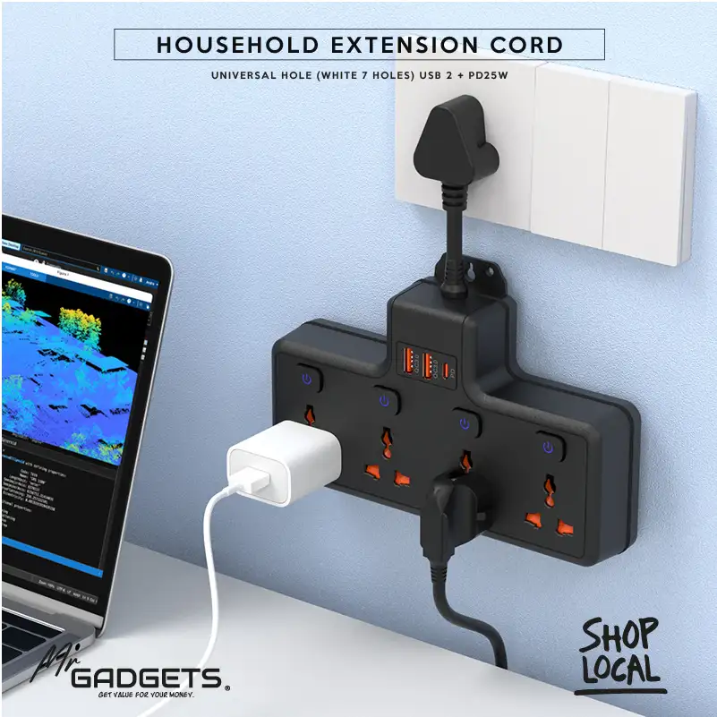 Multi Plug Extension Socket with 20W PD USB C